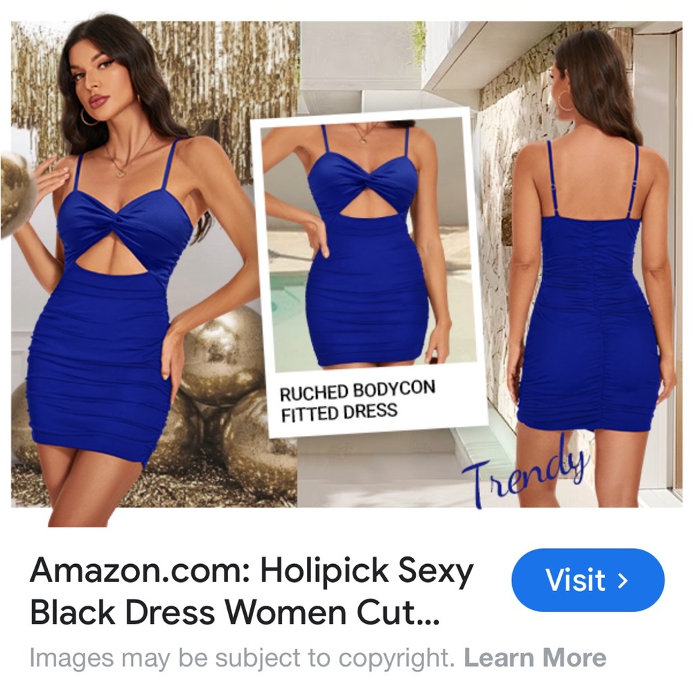 💙🆕Holipick Ruched Bodycon fitted cutout dress